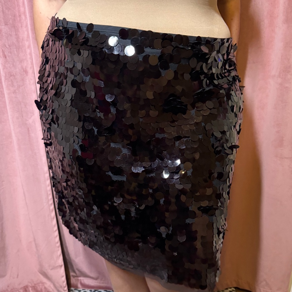 Black Sequin Mini Skirt - Womens